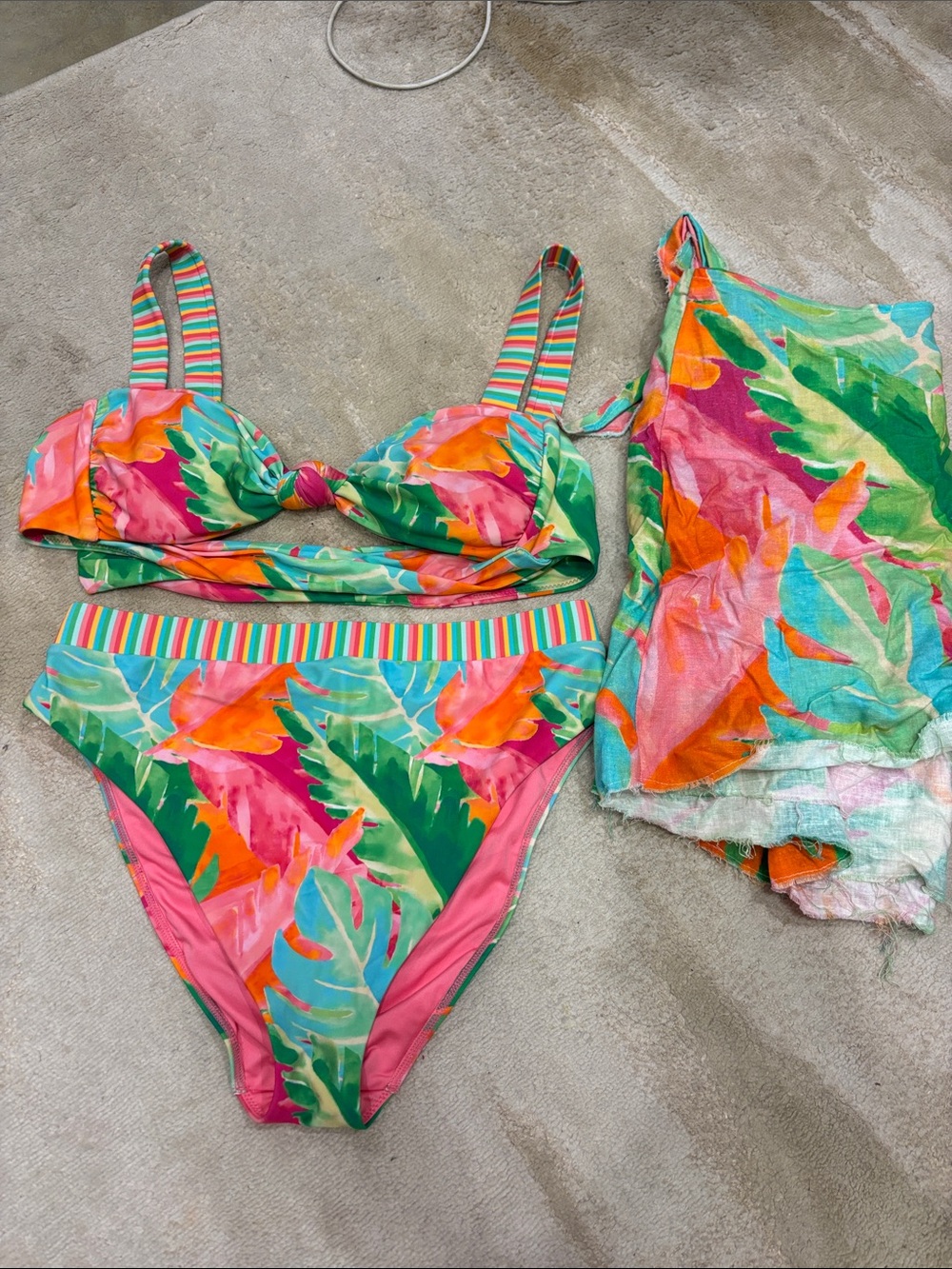 Show me your MUMU!! Tropical Print One-Piece Swimsuit with Cover-Up - Multicolor